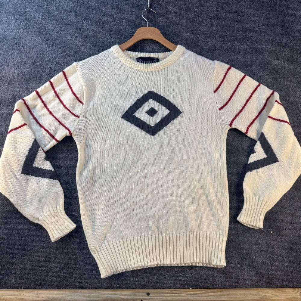 Vintage Gabrielle Sweater Ivory Geometric Crew Neck Acrylic USA Made Size M